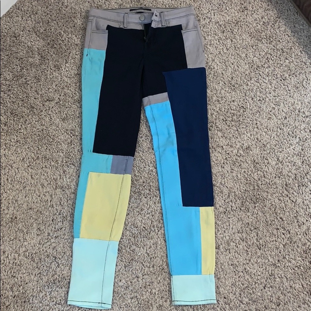 J brand super skinny color block jeans